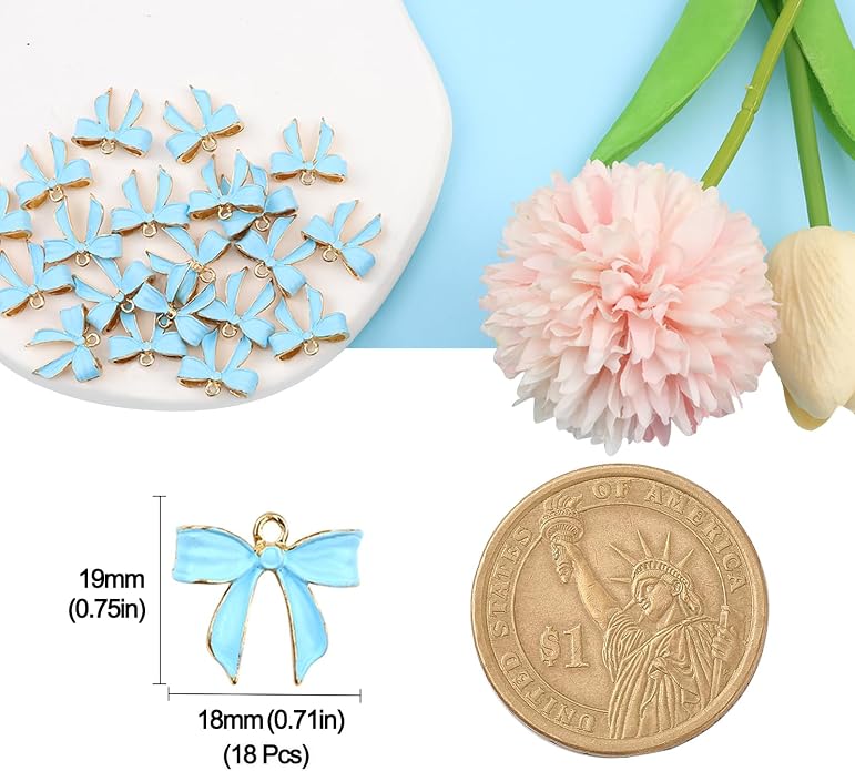 Bow Charms for Bracelet Jewelry Making Cute Bracelet Charms | 18Pcs, Bow Charms - Image 7