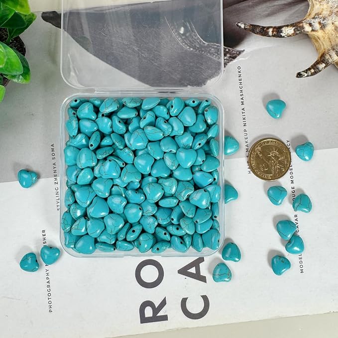 Turquoise Love Beads for Jewelry Making 200pcs 12mm Natural Semi-Precious - Image 4