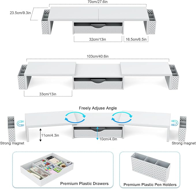 Spacrea Metal Desk Organizers and Accessories, Dual Monitor Stand Riser - Image 5