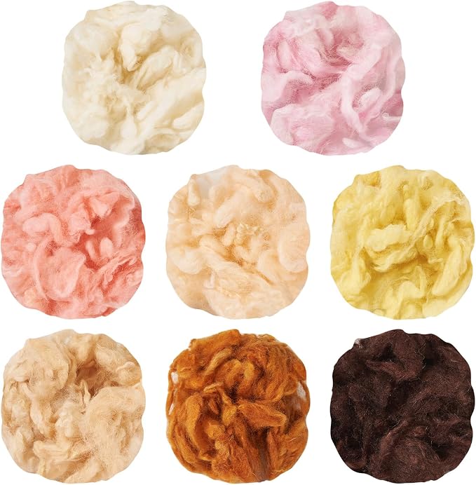 Boutigem 40G 8 Colors Needle Felting Wool Roving Yarn, Soft Fibre Wool Roving - Image 7