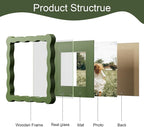 6x6 Picture Frame with Mat for 4x4, Wavy Edge Wooden Real Glass Photo Frame for - Image 5