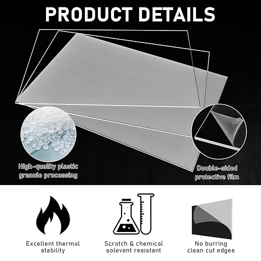 Roowest 3 Pcs 24'' x 36'' 1/4 Inch Thick Clear Acrylic Sheets Plastic Panels - Image 3