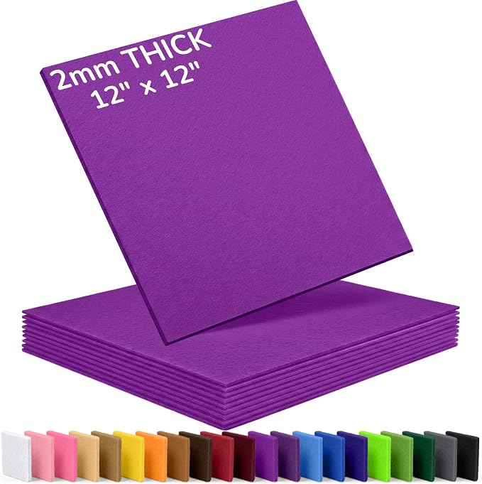 2mm Stiff Felt Sheets 12" X 12" | Thick Polyester Felt Material, DIY Craft by Luceinvita