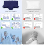 Cervical Pillow for Neck Pain Relief, Cooling Contour Memory Foam Pillows - Image 2