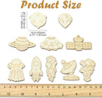 100 pcs Mixed Styles Universe Theme Unfinished Wooden Cutout Charms Alien - Image 2