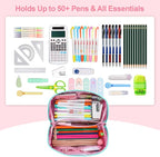 Large Pencil Case for Girls, Aesthetic Kids Pencil Pouch for School, Wide - Image 2