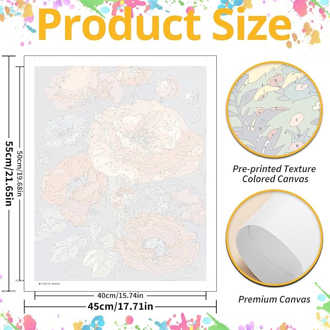Paint by Numbers Kit for Adults, Poppy Paint by Numbers, Flowers Crafts for - Image 3