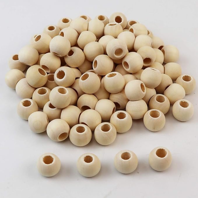 100pcs 15mm Natural Wood Beads Unfinished Round Wooden Loose Beads Wood Spacer - Image 2