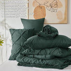 CozyLux Queen Comforter Set Forest Green, 7 Pieces Pintuck Bed in A Bag - Image 6