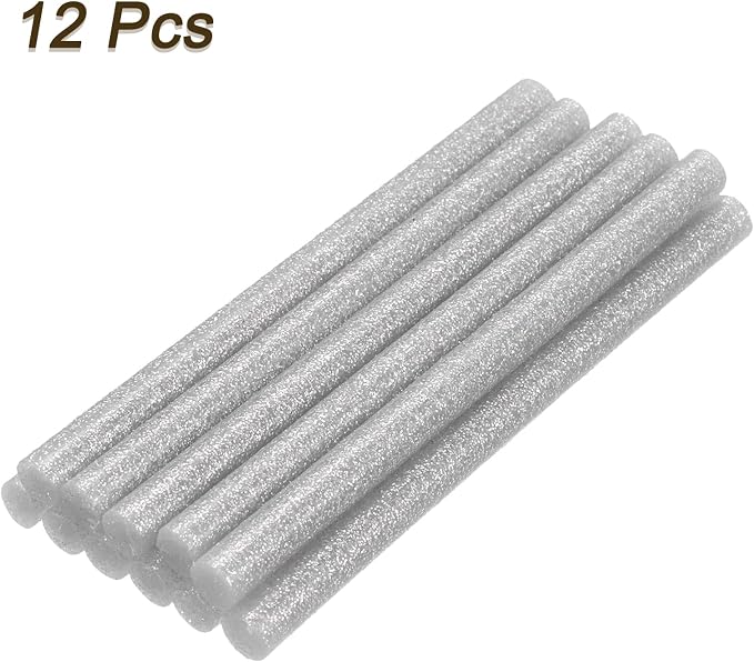 uxcell Mini Hot Glue Sticks for Glue Gun 7mm x 100mm Glitter Bright Silver 12pcs - Image 3