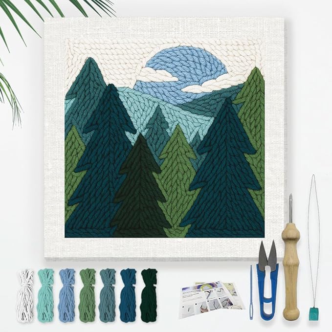 Doodlream Pine Tree Forest DIY Punch Needle Embroidery Kit by Doodlream