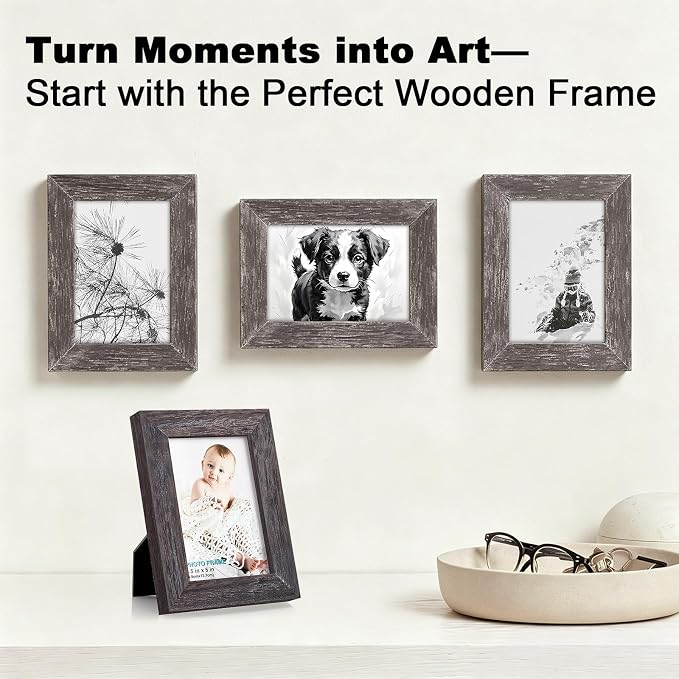 RPJC 3.5x5 inch Picture Frame Made of Solid Wood High Definition Glass - Image 2