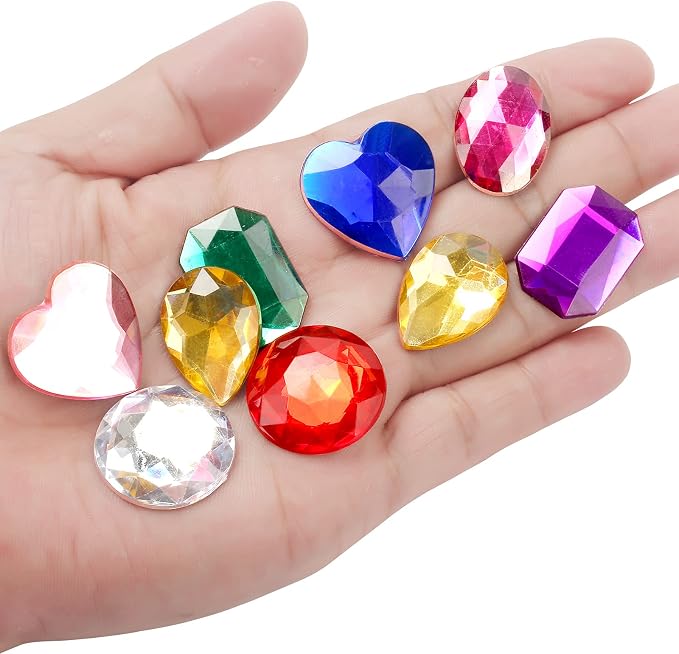 1" Jewels for Crafting Assorted Colorful Flat Back Heart Shaped Jewel Gems - Image 3