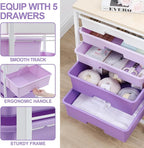 SYKIARIOL Utility Cart with 5 Drawers, Storage Drawer Cart with Wooden Tabletop - Image 4