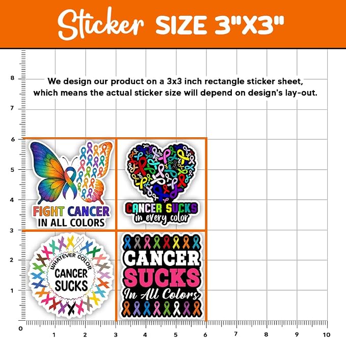 MAIANEY Cancer Awareness Stickers, Whatever Color Cancer Sucks Sticker - Image 4