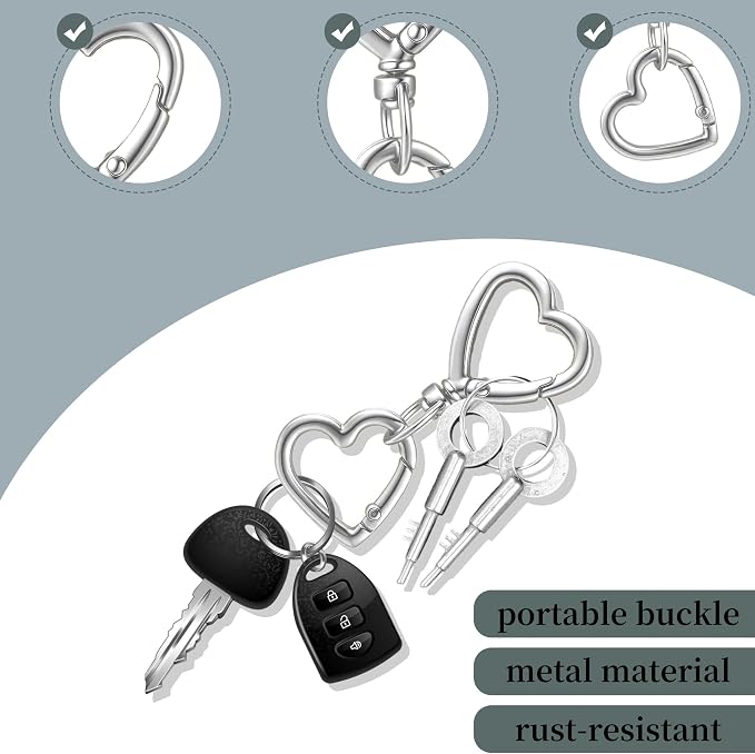 12 Pcs Heart Swivel Spring Clasps，Metal Spring Key Chain Hook Clasps，Clip - Image 4