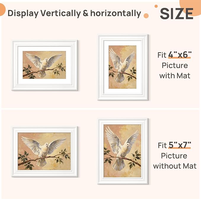 upsimples 5x7 Picture Frame, Vintage Frames Decor, Wall or Tabletop Display - Image 2
