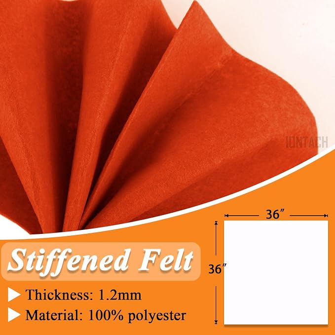 IONTACH 36" X 36" Orange Stiff Felt Fabric 1.2mm Thick | Felt Sheet - Image 3