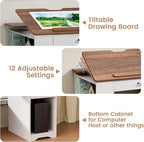 Drafting Table with Storage Cabinet & Drawers, Adjustable Drawing Desk with - Image 3