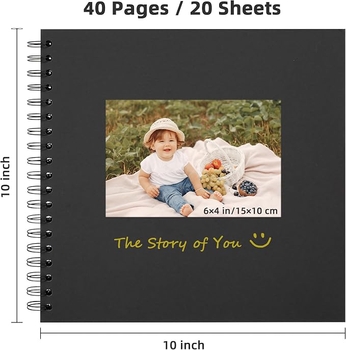 10x10 Inch DIY Scrapbook Photo Album, Hardcover Kraft Paper Acid-Free, 20 Sheets - Image 2