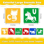26 Pieces Sturdy Stencils for Kids, 8 Inches Large Sidewalk Chalk Stencils for - Image 3