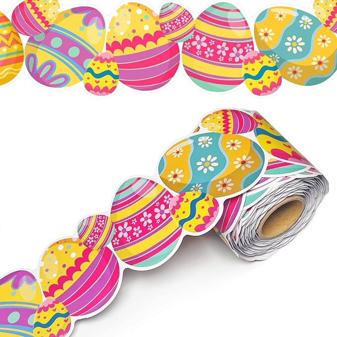 69 Feet Bulletin Board Borders，Colorful Egg Border and Bulletin Board Border by WUYUEJXI