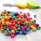 DAHI 1000pcs 8mm Wood Beads Colorful Wooden Bead Large Hole Wooden Beads Loose - Image 2