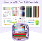 Large Pencil Case for Boys, Durable Pencil Pouch for School, Wide Opening Soft - Image 3