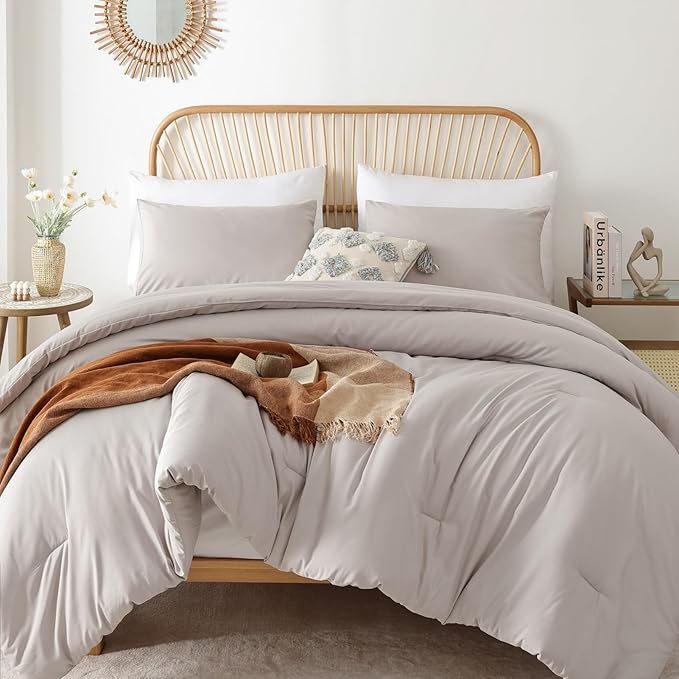ROSGONIA Comforter Full Size for Girls Boys Teens Linen Grey by ROSGONIA