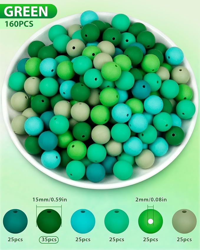 FIVEIZERO 160PCS 15mm Round Silicone Beads, Wear-resistant, Easy-clean - Image 2