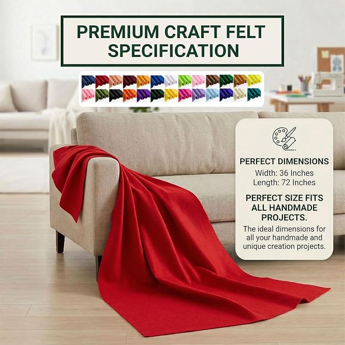 Lavender Felt Fabric 36" x 72" 1.6mm Thick Large Craft Sheet | Soft, Flexible - Image 2