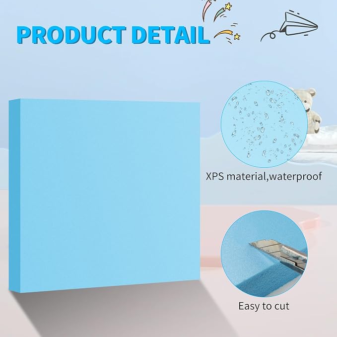 LuckyFoam Blue 4 Pack 12x12x1 inch Foam Sheets 1 Inch Thick | Polystyrene - Image 4