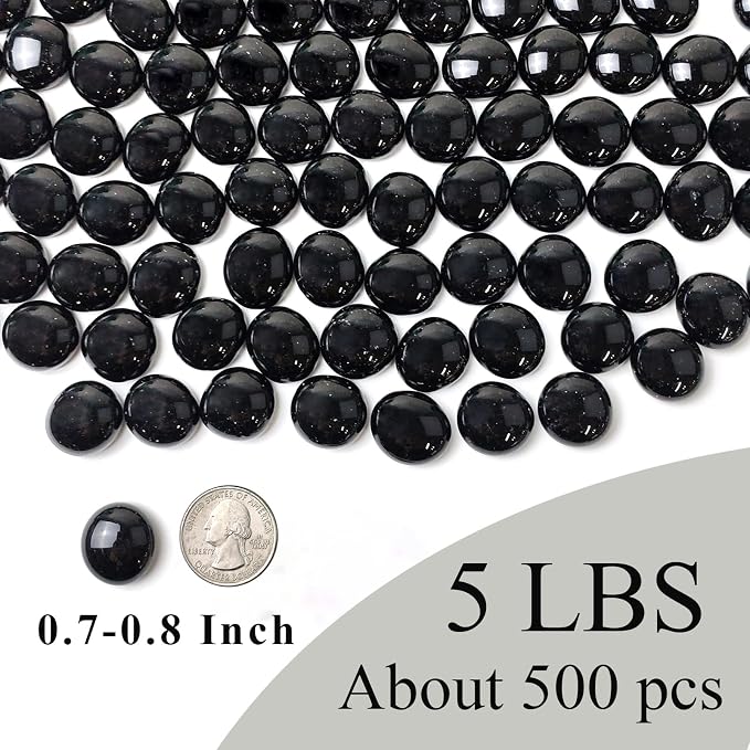 FANTIAN 5 lbs Black Glass Marbles, Glass Beads, Decorative Rocks Glass Pebbles - Image 2