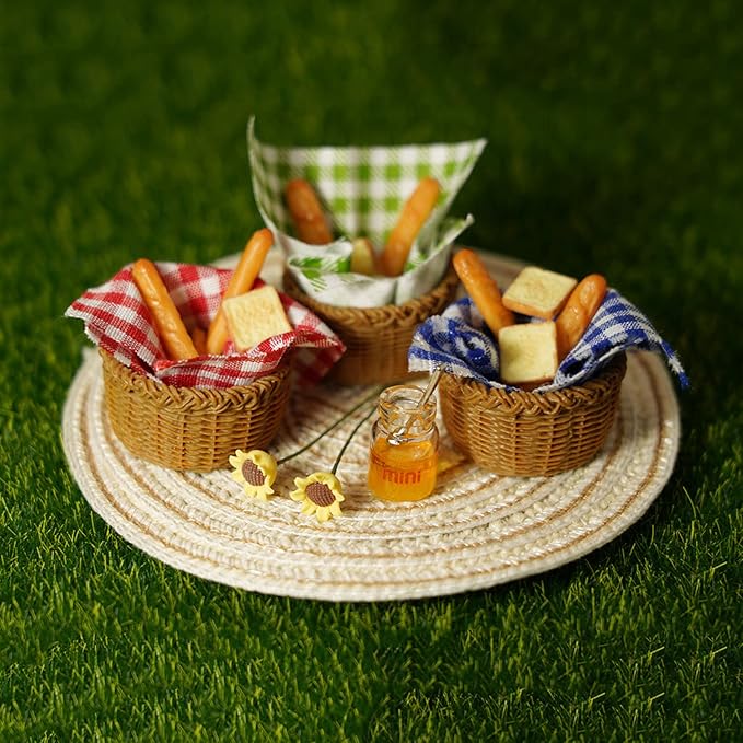Miniature Food Dollhouse Accessories Garden Decor 1:12 Scale Bread Honey Picnic - Image 4