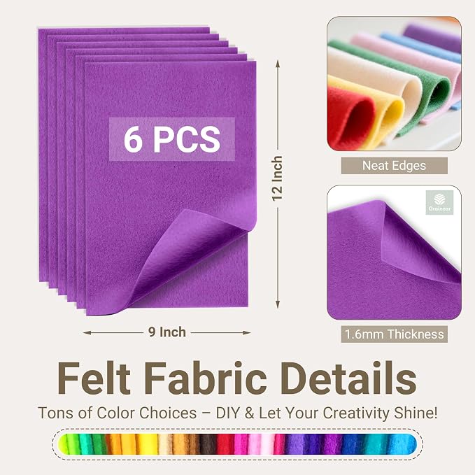 Purple Soft Felt Sheets for Crafts, 1.6mm Thick, Kids' Crafts, DIY Projects - Image 2