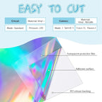 VINYL FROG Holographic Craft Adhesive Vinyl Roll 12"x60" Spectrum Silver - Image 2