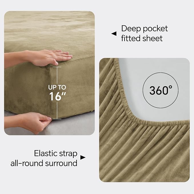 BEDELITE Flannel Sheets Full Size Camel - Image 4