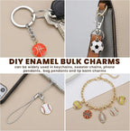 Sports Charms for Jewelry Making, Enamel Rhinestone Ball Game Football Soccer - Image 4