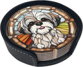 Drink Coaster Set of 6, Shih Tzu Dog Mom Lover Gift, Leather Drink Coasters by petloverdoglovercommunity