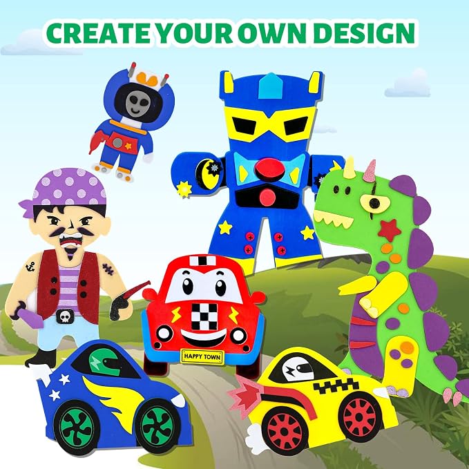 VKPI 4 Pieces EVA Foam Art Crafts Gift Kit, Creative Make Your Own Spacemen - Image 6