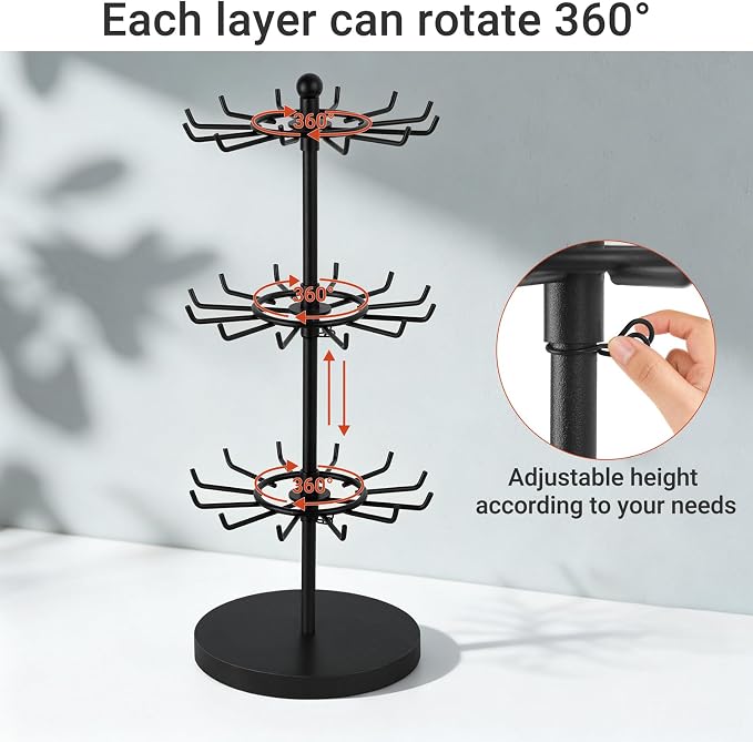 Mkono Bracelet Holder Gold Metal Rotating Bracelet Display Stand 3 Tier Jewelry - Image 4