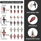 Cheriswelry 24Pcs Gothic Cross Charms Enamel Rhinestone Crucifix Pendants - Image 2