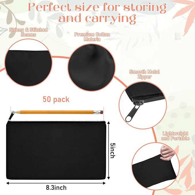 Legigo Blank Canvas Bag Zipper Pouch Makeup Bags Bulk - Image 2
