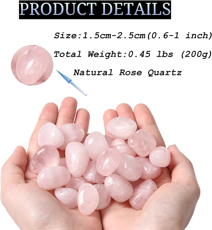 DUQGUHO Rose Quartz Healing Crystals Stones Set Natural Bulk Crystals Tumbled - Image 7