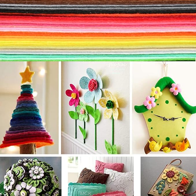 BUYGOO 60Pcs Stiff Felt Fabric Sheets, 12 x 12 inches Assorted Felt Sheets - Image 6