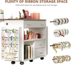 Gift Wrap Storage Cart with Foldable Drop Leaf, Crafting Table with Storage | - Image 8