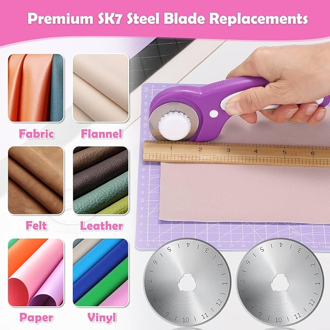 Rotary Fabric Cutter and Mat Set, Audab Self Healing Sewing Mats Shirt Cutter - Image 5