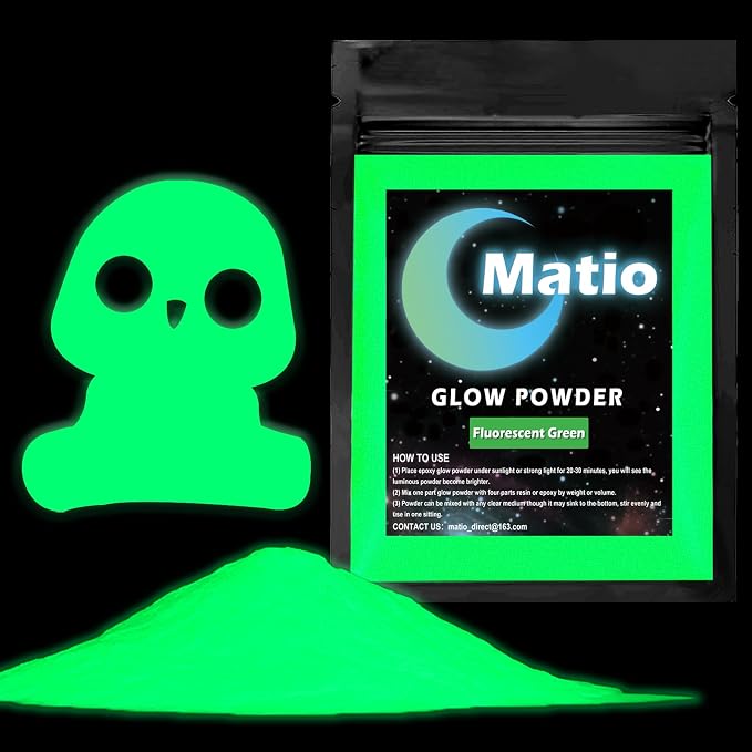 Matio Glow in The Dark Pigment Powder, 15g/0.5oz Fluorescent Green Pigments | by Matio