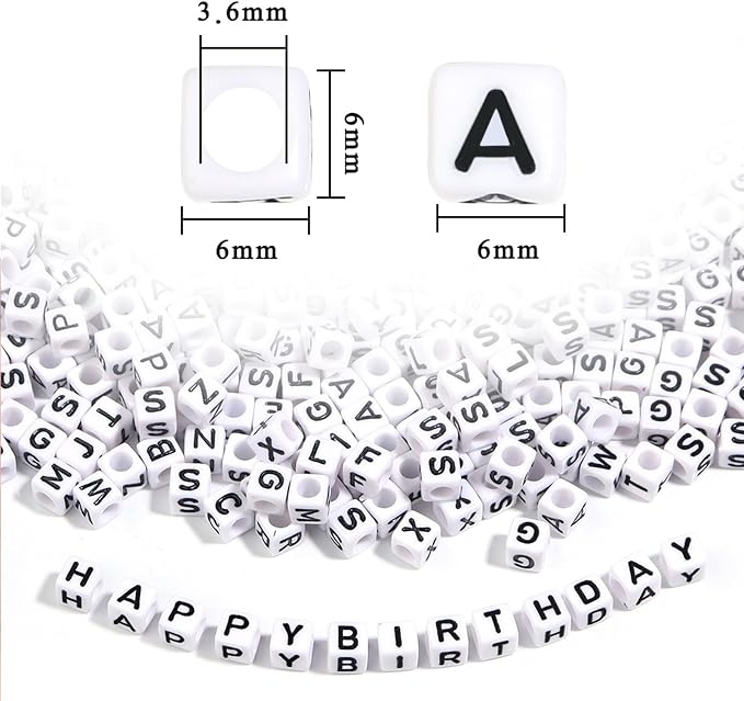 YMSDZHL Alphabet Beads A-Z 1200+Pcs Letter Beads, Acrylic 4x7mm Round Letter - Image 2