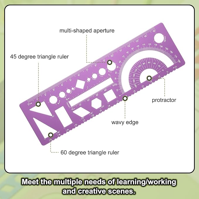 HARFINGTON Multifunctional Geometric Rulers 15cm Metric and SAE Aluminum - Image 4